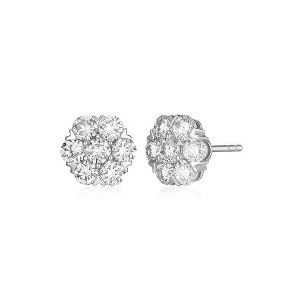 SS LG Diamond Cluster Stud Earrings Carroll's Jewelers Doylestown, PA