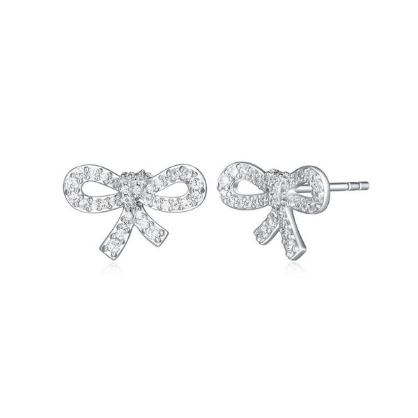 SS Bow earrings with cubic zirconia Carroll's Jewelers Doylestown, PA