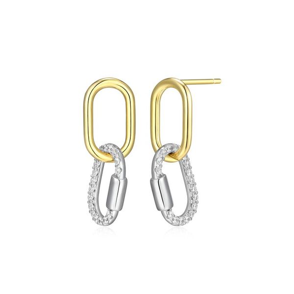 Two Tone CZ Interlocking LInk Earrings Carroll's Jewelers Doylestown, PA