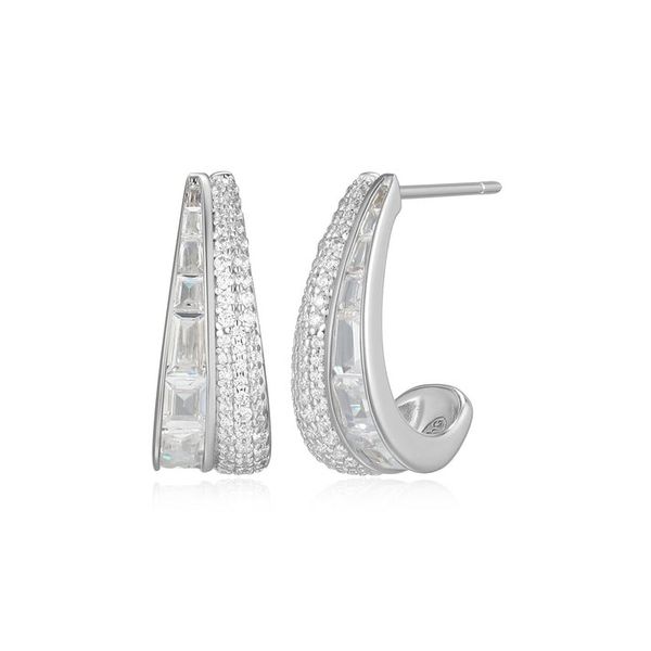 SS CZ J Hoop Earrings Carroll's Jewelers Doylestown, PA