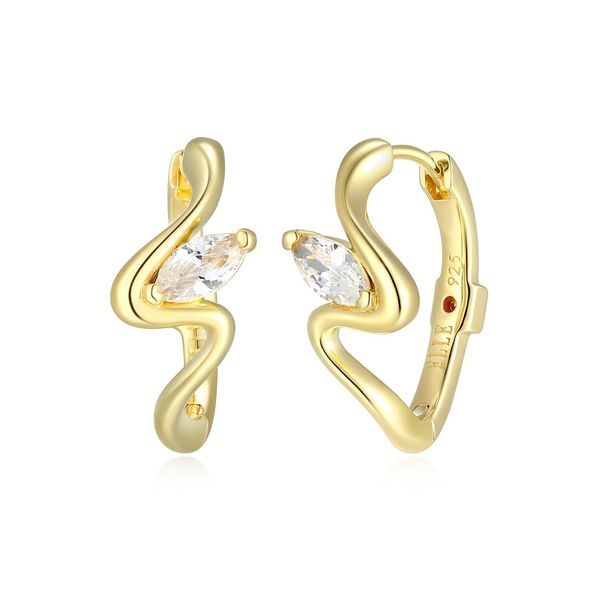 Gold Plated Huggies with Marquise CZ Carroll's Jewelers Doylestown, PA