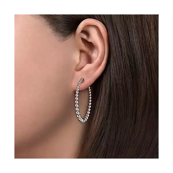 SS Large Beaded Hoop Earrings Image 2 Carroll's Jewelers Doylestown, PA