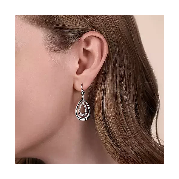 Gabriel Silver Teardrop Earrings Image 2 Carroll's Jewelers Doylestown, PA