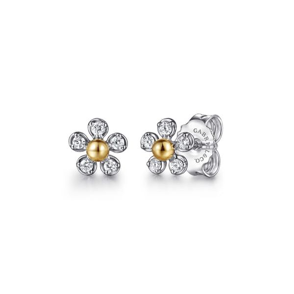 Gabriel Bujukan 2 tone Flower Earrings Carroll's Jewelers Doylestown, PA