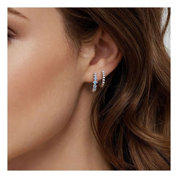 Sterling Silver Double Hoop BT Earrings Image 2 Carroll's Jewelers Doylestown, PA