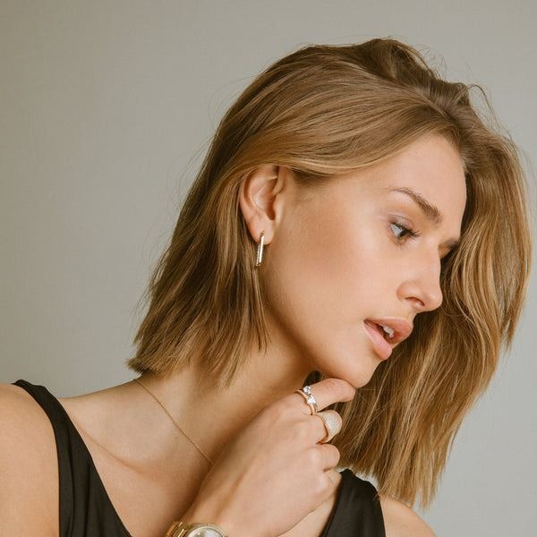 GP/SS CZ Hoop Earrings Image 2 Carroll's Jewelers Doylestown, PA
