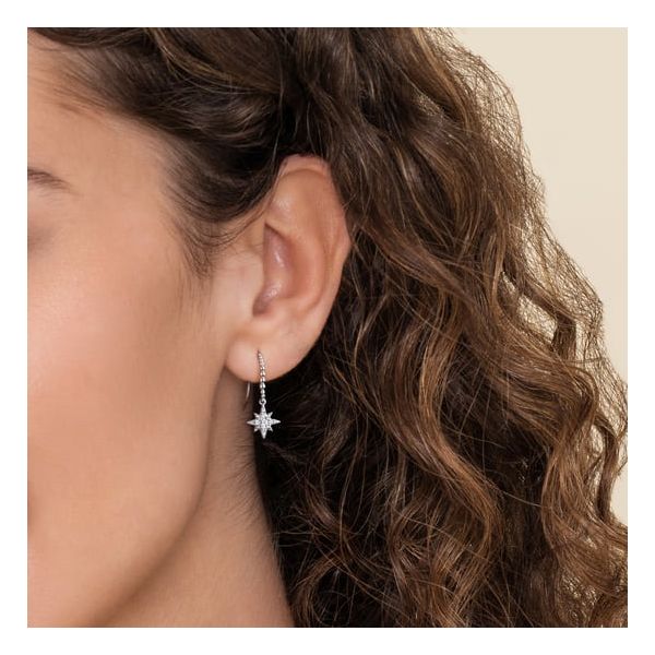 Silver Starburst Dangle Earrings Image 2 Carroll's Jewelers Doylestown, PA
