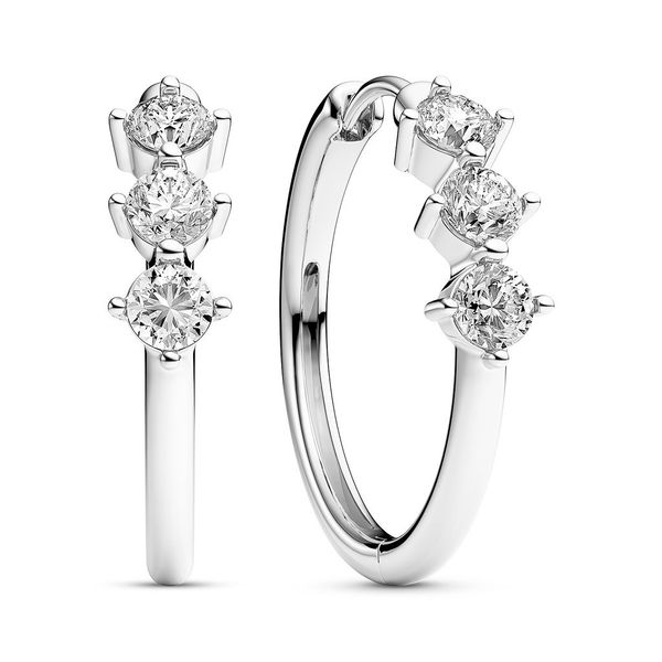Silver 3 Stone CZ Hoop Earrings Carroll's Jewelers Doylestown, PA