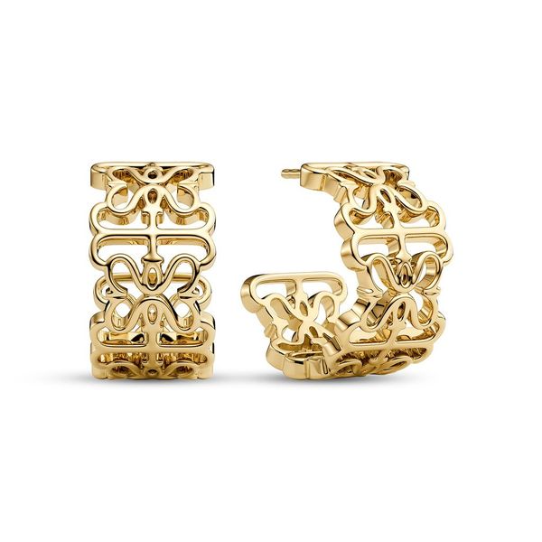 Gold Plated Cut out Hoop Earrings Carroll's Jewelers Doylestown, PA