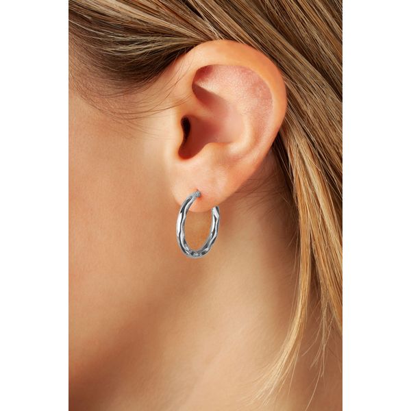 Sterling Silver Embossed Hoop Earrings Image 2 Carroll's Jewelers Doylestown, PA