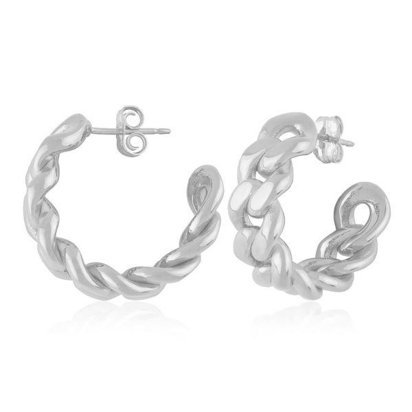 Silver Miami Cuban LInk Hoop Earrings Carroll's Jewelers Doylestown, PA