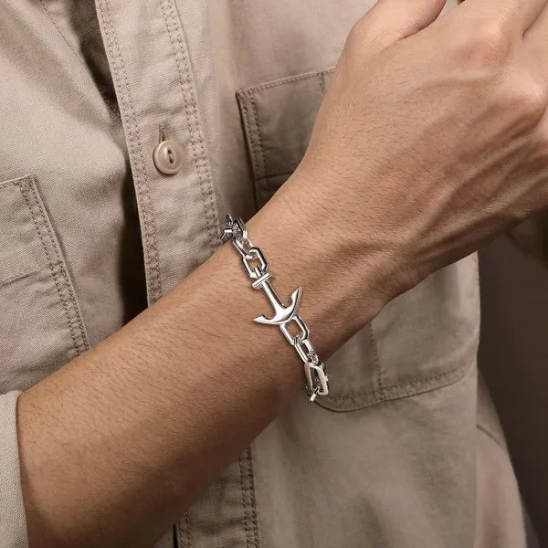 Gabriel silver heavy link bracelet w/Anchor