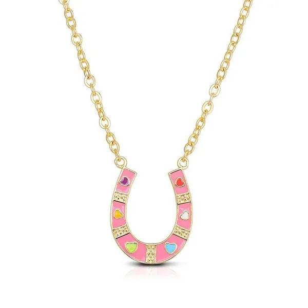 Pink Enamel Horse Shoe Pendant similar item image