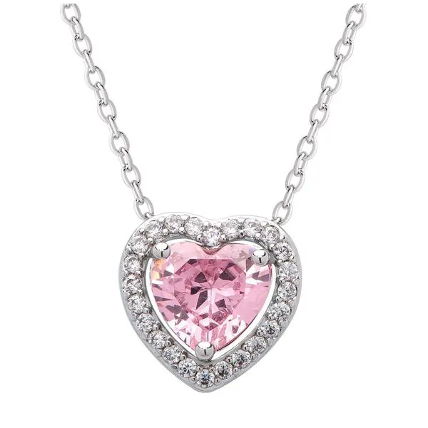 Childs Pink and White Heart CZ necklace