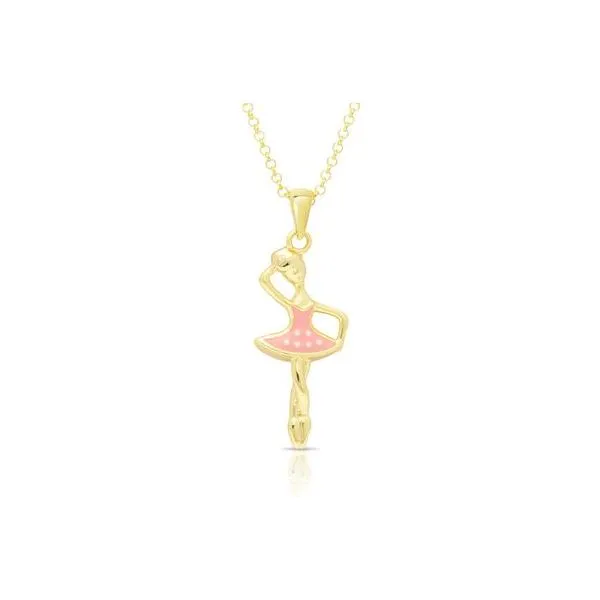 Childrens 18kt Gold Plate Pink Ballerina Pendant