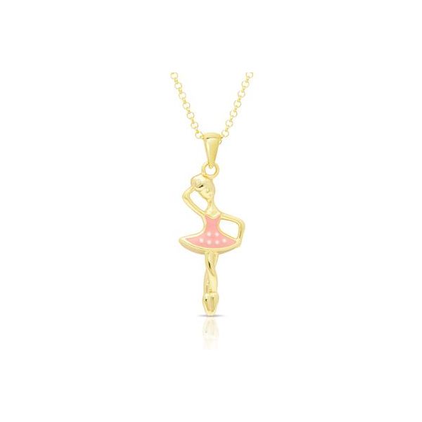 Childrens 18kt Gold Plate Pink Ballerina Pendant Carroll's Jewelers Doylestown, PA