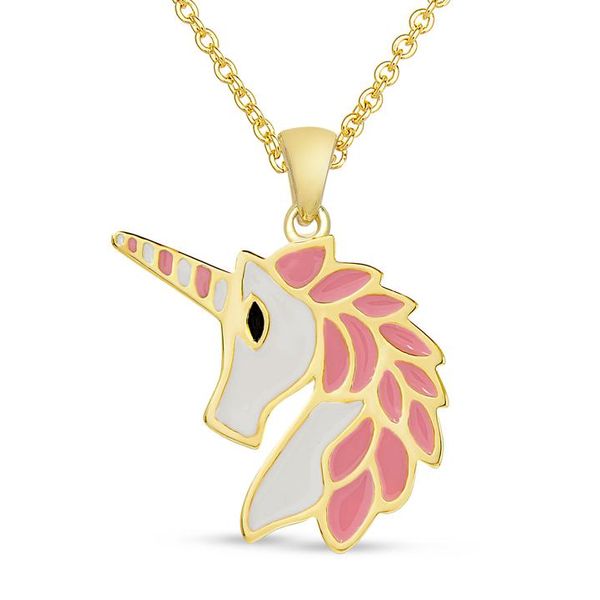 Childrens Pink and White Unicorn necklace Carroll's Jewelers Doylestown, PA
