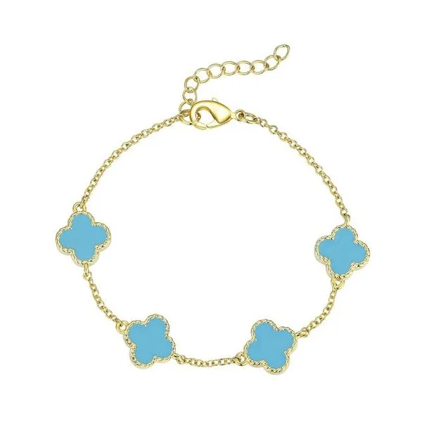 YP child's turquoise enamel clover bracelet similar item image