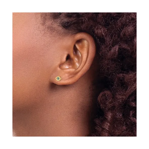 14kt YG Evil Eye earrings Image 2 Carroll's Jewelers Doylestown, PA