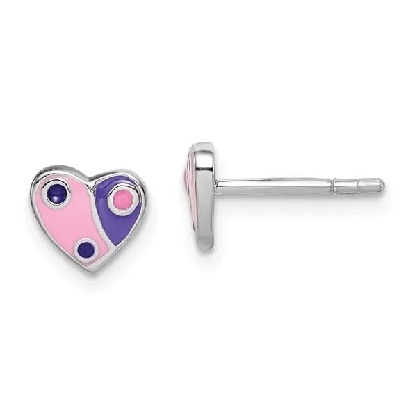 SS Childs Enamel heart Earrings