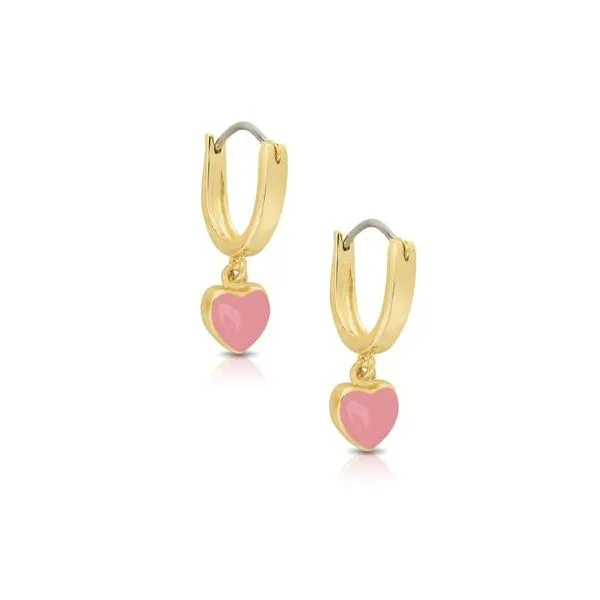 Childs Pink Heart Hoop Earrings