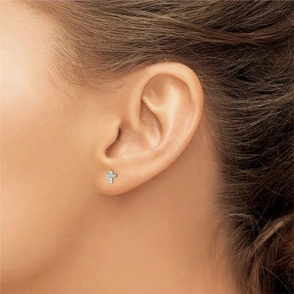 Sterling Silver CZ  Cross earrings
