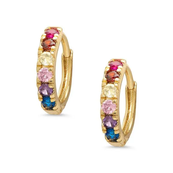 Childs multi color stone hoop earrings