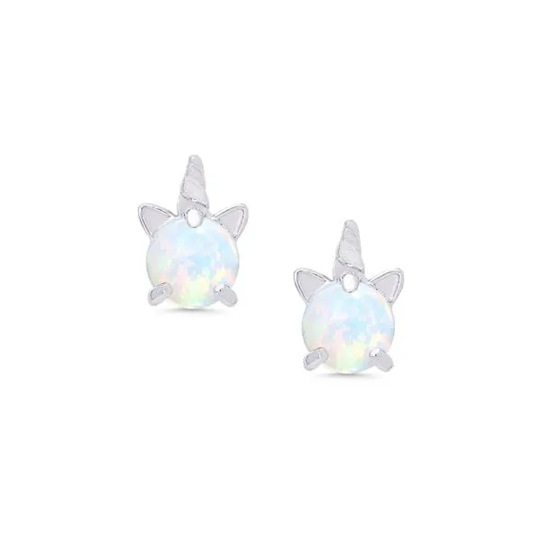 Childs Opal Unicorn Earrings