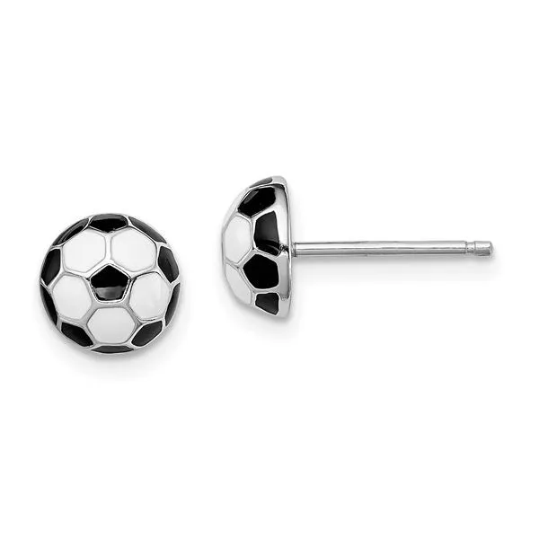SS Enamel Soccer Ball Earrings
