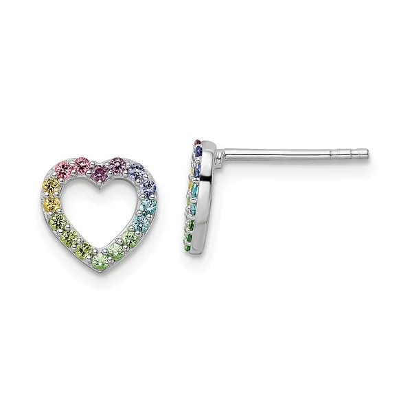 SS Multicolor stone Heart Earrings