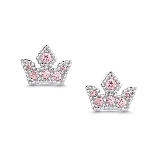 Child's Pink CZ Tiara Stud earrings Carroll's Jewelers Doylestown, PA