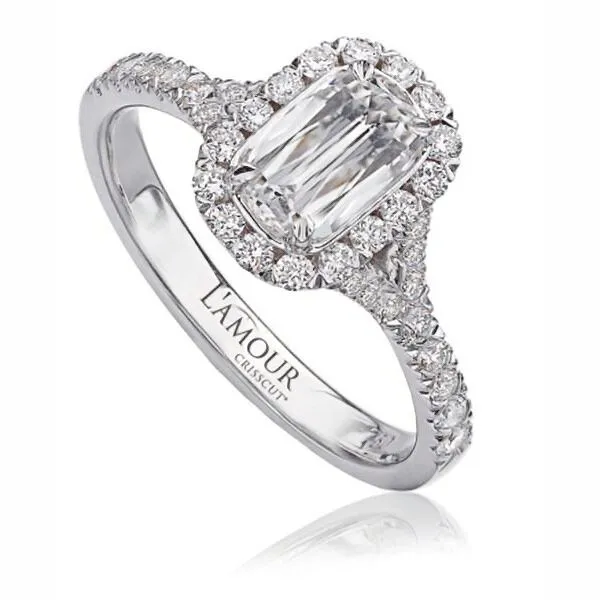 18K Crisscut® Halo Engmt. Ring by Christopher Designs Goldmart Jewelers Redding, CA