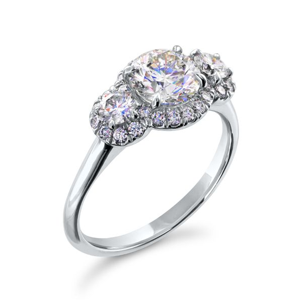 14K Halo 3 Stone Engagement Ring by Facets of Fire Goldmart Jewelers Redding, CA