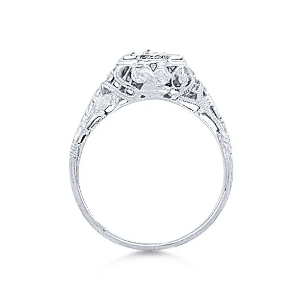 18K Diamond Art Deco Engagement Ring - Estate Image 2 Goldmart Jewelers Redding, CA