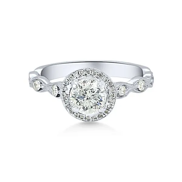 14K Diamond Halo Engagement Ring - Estate Goldmart Jewelers Redding, CA