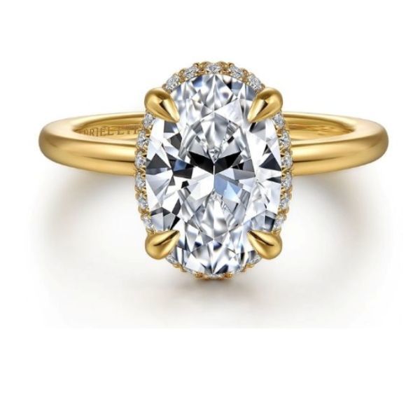 14K Yellow Gold Diamond Halo Engagement Ring Goldmart Jewelers Redding, CA