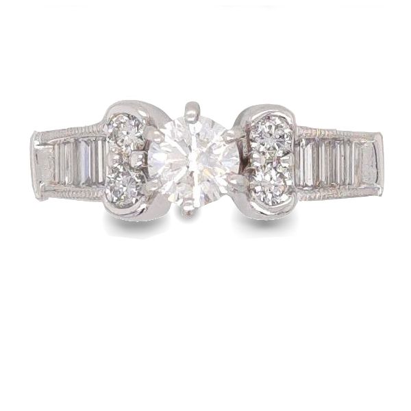14K White Gold Modern Diamond Engagement Ring Goldmart Jewelers Redding, CA