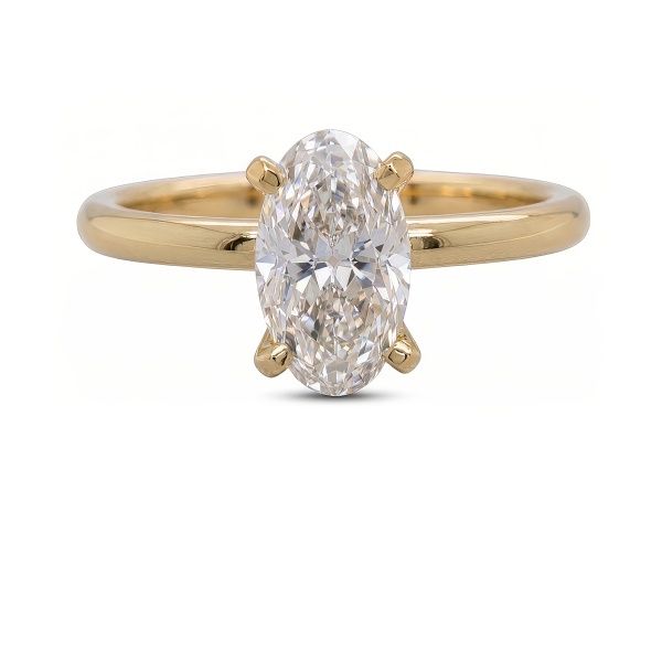 14K Yellow Gold Oval Diamond Hidden Halo Engagement Ring Goldmart Jewelers Redding, CA