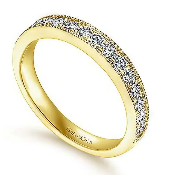 14K Millgrain Micro Pavé Wedding Band by Gabriel Goldmart Jewelers Redding, CA