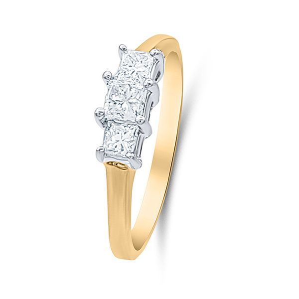 14K Mid-Century Modern, 3 Stone Anniversary Ring - Estate Goldmart Jewelers Redding, CA