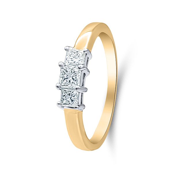 14K Mid-Century Modern 3 Stone Anniversary Ring - Estate Goldmart Jewelers Redding, CA