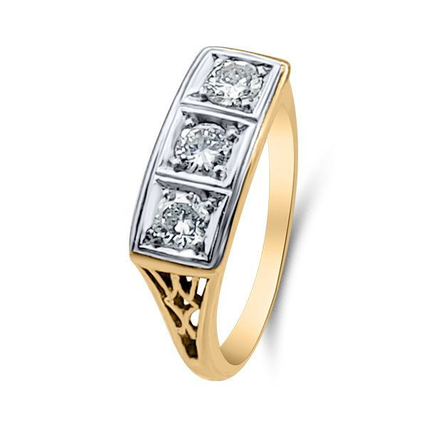 Mid-Century Modern, 14K 3 Stone Anniversary Ring (Estate) Goldmart Jewelers Redding, CA