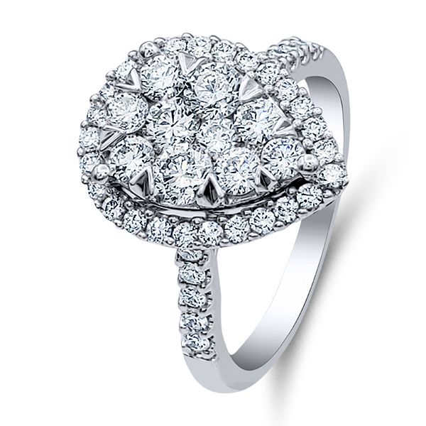 14K Halo Pear Fashion Ring by ASHI Goldmart Jewelers Redding, CA