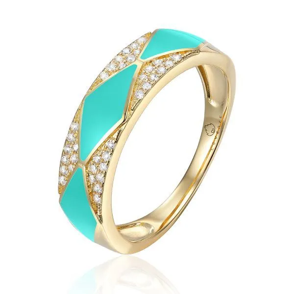 14K Enameled Turquoise Band Fashion Ring by Luvente Goldmart Jewelers Redding, CA