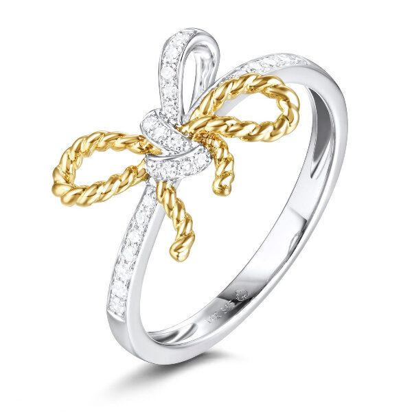 14K Diamond Bow Ring by Luvente Goldmart Jewelers Redding, CA