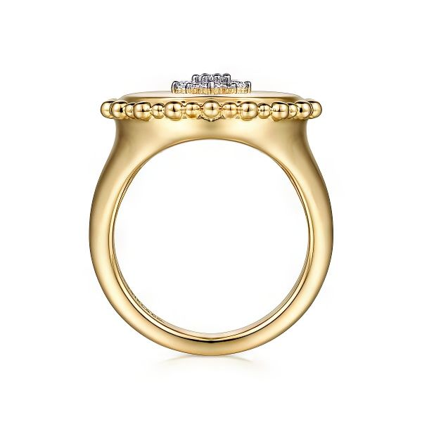 14K Diamond Star Signet Bujukan Ring by Gabriel & Co. Image 2 Goldmart Jewelers Redding, CA