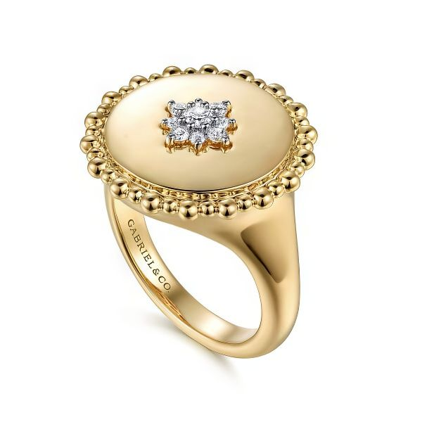 14K Diamond Star Signet Bujukan Ring by Gabriel & Co. Image 3 Goldmart Jewelers Redding, CA