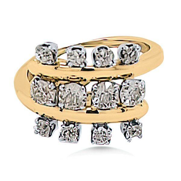 14K Old Mine Cut Diamond Bypass Fashion Ring (Estate) Goldmart Jewelers Redding, CA