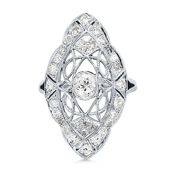 18K Art Deco Old Mine Cut Diamond Ring - Estate Goldmart Jewelers Redding, CA