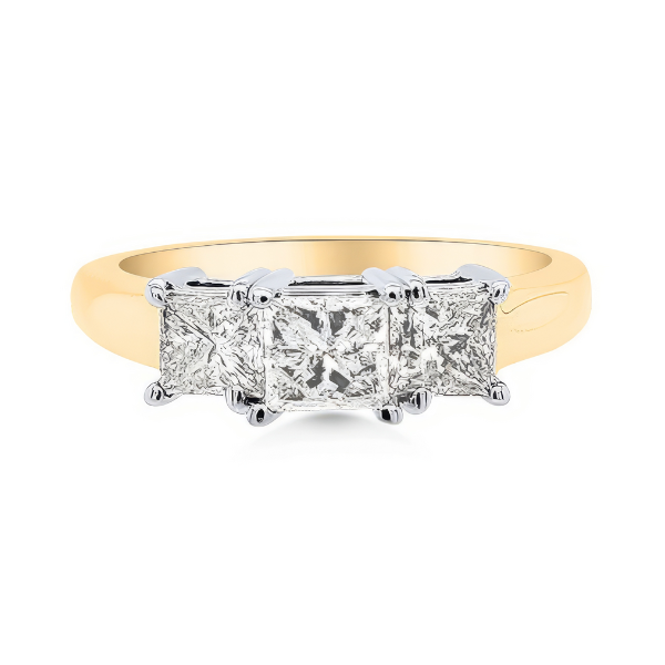 14K Mid-Century Modern 3 Stone Diamond Ring – Estate Goldmart Jewelers Redding, CA